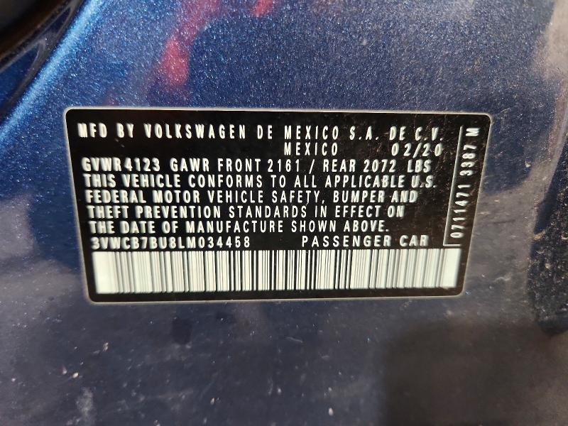 Aukcja sprzedaży 2020 Volkswagen Jetta, vin: 3VWCB7BU8LM034458, numer aukcji: 62245646
