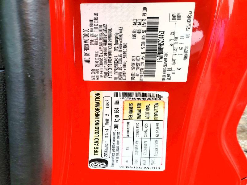 2017 Ford Mustang მანქანა იყიდება აუქციონზე, vin: 1FATP8UH9H5204453, აუქციონის ნომერი: 59400256