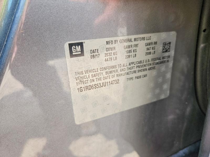 2018 Chevrolet Volt მანქანა იყიდება აუქციონზე, vin: 1G1RD6S53JU114732, აუქციონის ნომერი: 62333386