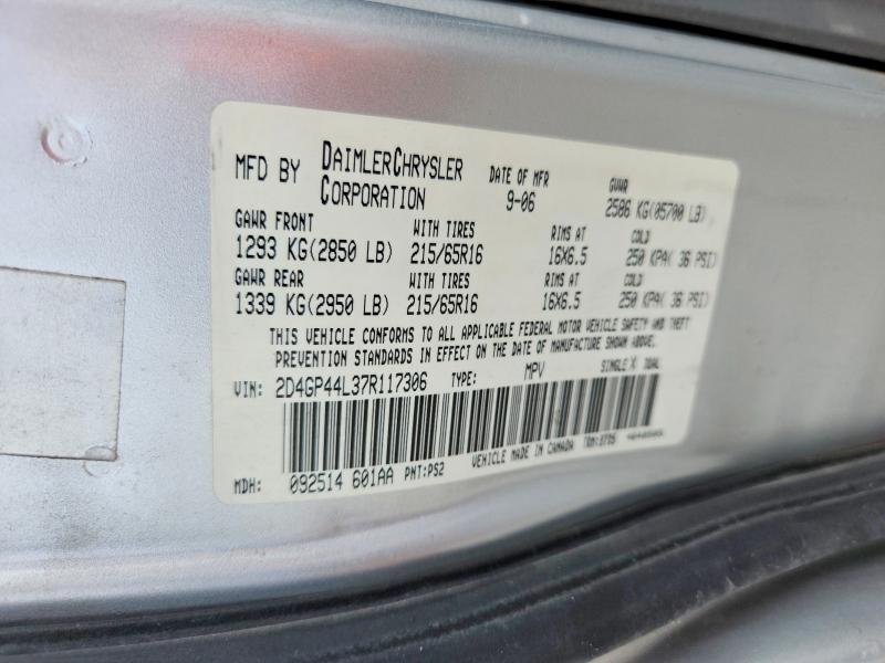 Продаж на аукціоні авто 2007 Dodge Grand Caravan, vin: 2D4GP44L37R117306, номер лоту: 61966666