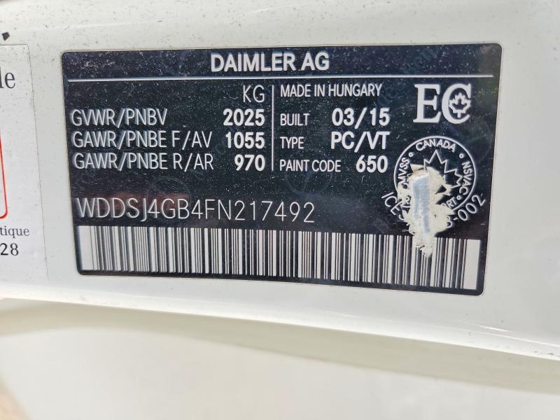 2015 Mercedes-benz Cla მანქანა იყიდება აუქციონზე, vin: WDDSJ4GB4FN217492, აუქციონის ნომერი: 61320826