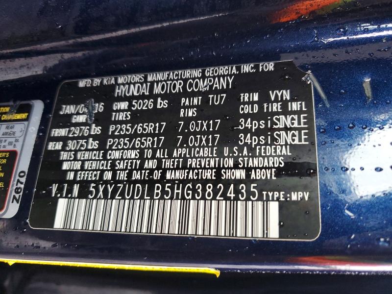 Продажа на аукционе авто 2017 Hyundai Santa Fe Sport, vin: 5XYZUDLB5HG382435, номер лота: 63003386