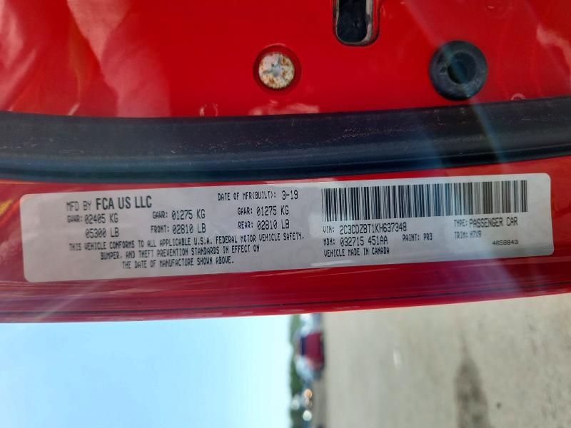 Aukcja sprzedaży 2019 Dodge Challenger, vin: 2C3CDZBT1KH637348, numer aukcji: 59776236