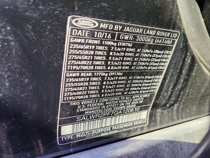 Продажа на аукционе авто 2016 Land Rover Range Rover Sport, vin: SALWR2PF7GA120610, номер лота: 60650716