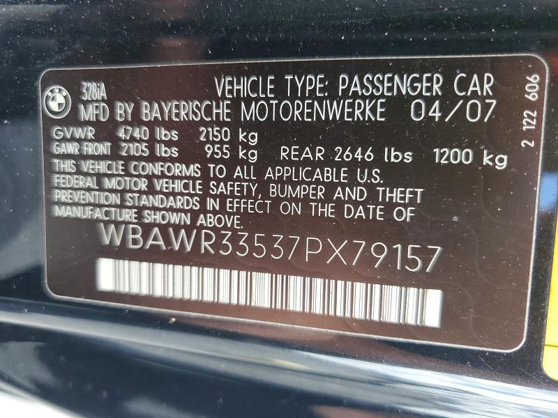Продажа на аукционе авто 2007 Bmw 328, vin: WBAWR33537PX79157, номер лота: 59346946