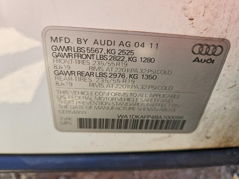 Aukcja sprzedaży 2011 Audi Q5, vin: WA1DKAFP4BA100096, numer aukcji: 62838416