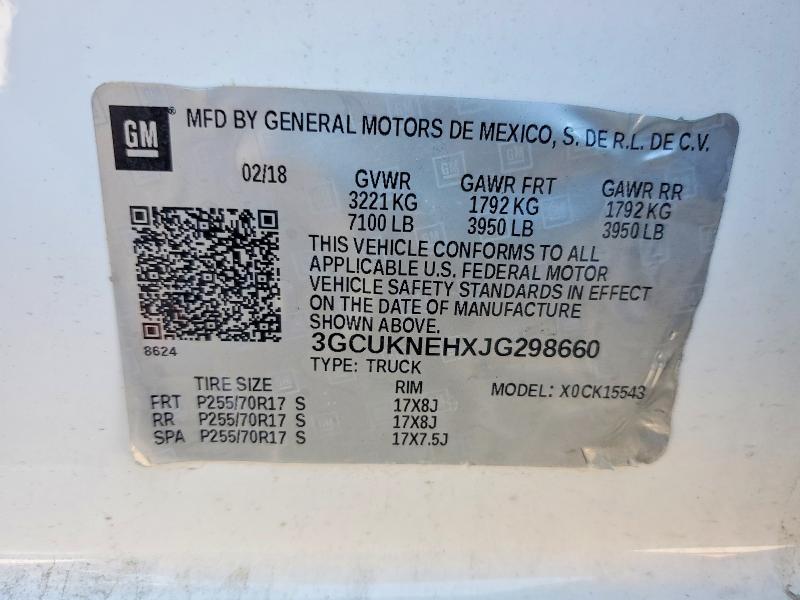 61736086 :رقم المزاد ، 3GCUKNEHXJG298660 vin ، 2018 Chevrolet Silverado مزاد بيع