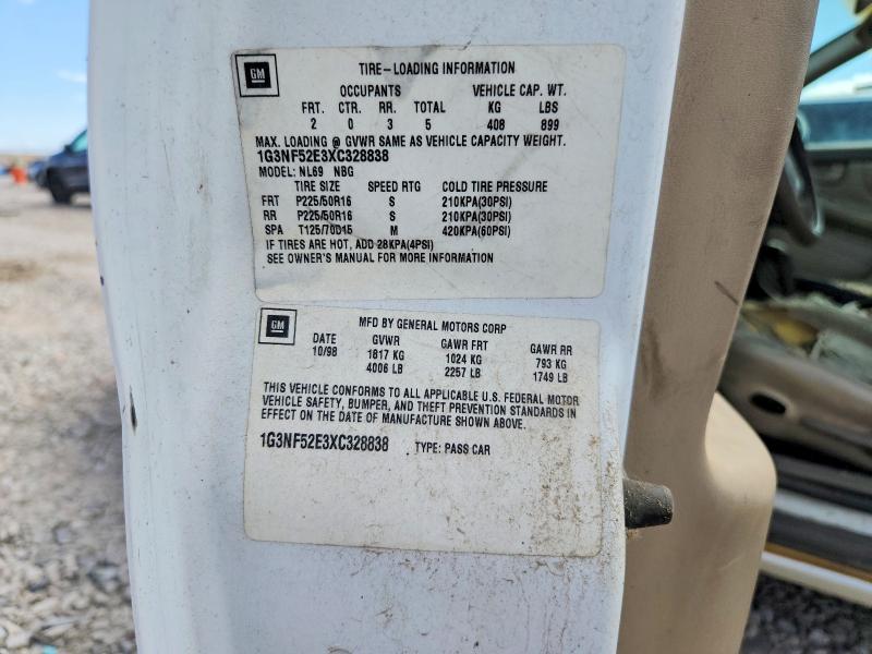 1999 Oldsmobile Alero მანქანა იყიდება აუქციონზე, vin: 1G3NF52E3XC328838, აუქციონის ნომერი: 59927226