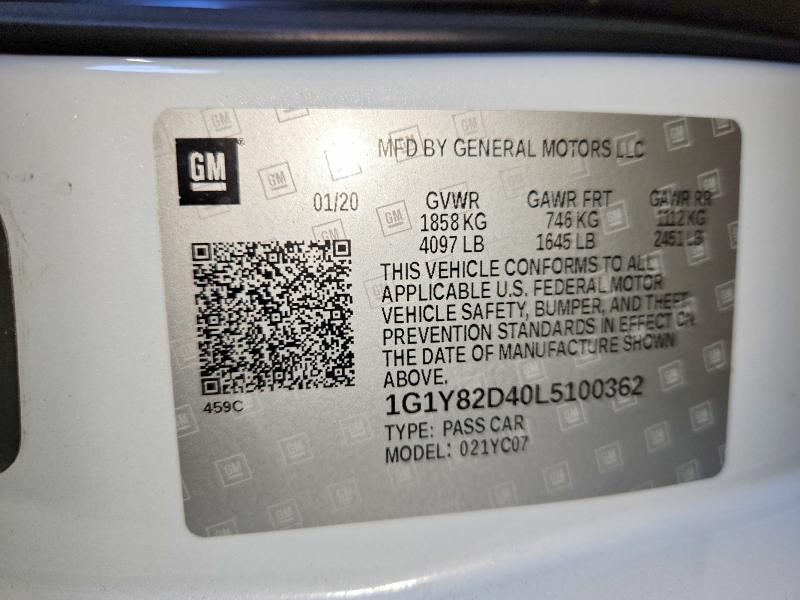 Продаж на аукціоні авто 2020 Chevrolet Corvette, vin: 1G1Y82D40L5100362, номер лоту: 60363696