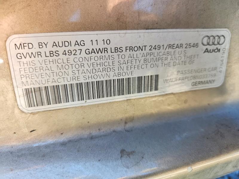 Aukcja sprzedaży 2011 Audi A4, vin: WAUFFAFL0BN033759, numer aukcji: 61364746