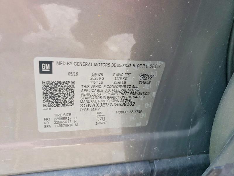 Aukcja sprzedaży 2018 Chevrolet Equinox, vin: 3GNAXJEV7JS639102, numer aukcji: 61507556
