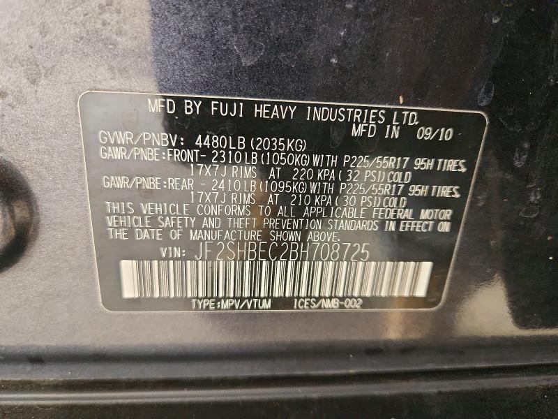 58329866 :رقم المزاد ، JF2SHBEC2BH708725 vin ، 2011 Subaru Forester مزاد بيع