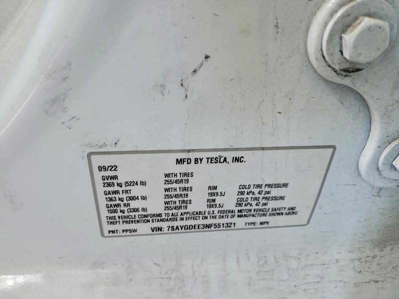 Продаж на аукціоні авто 2022 Tesla Model Y, vin: 7SAYGDEE3NF551321, номер лоту: 61744566