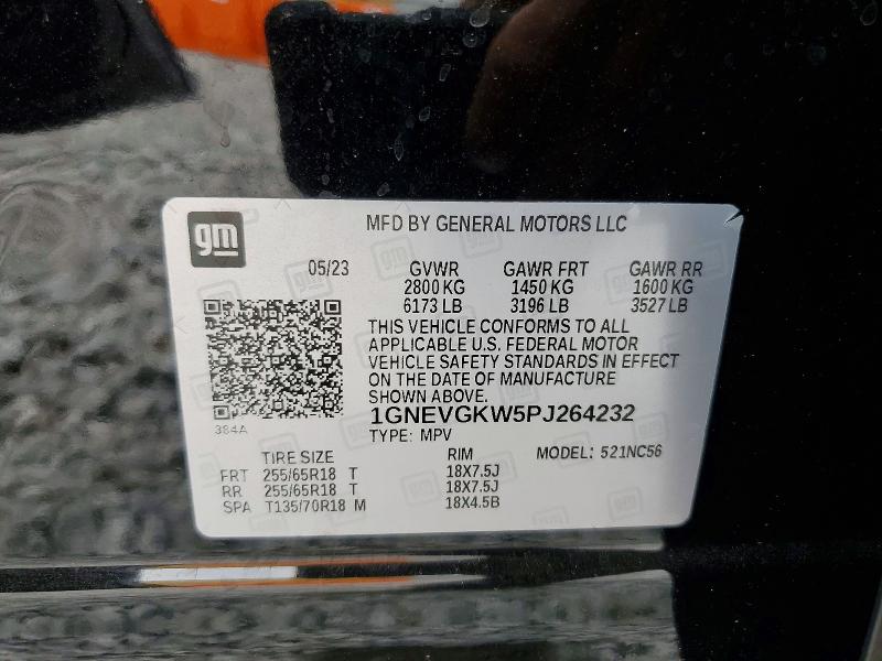 60791376 :رقم المزاد ، 1GNEVGKW5PJ264232 vin ، 2023 Chevrolet Traverse مزاد بيع
