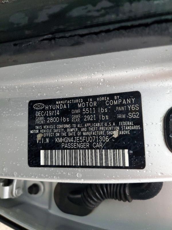 Aukcja sprzedaży 2015 Hyundai Genesis, vin: KMHGN4JE5FU071306, numer aukcji: 61582156