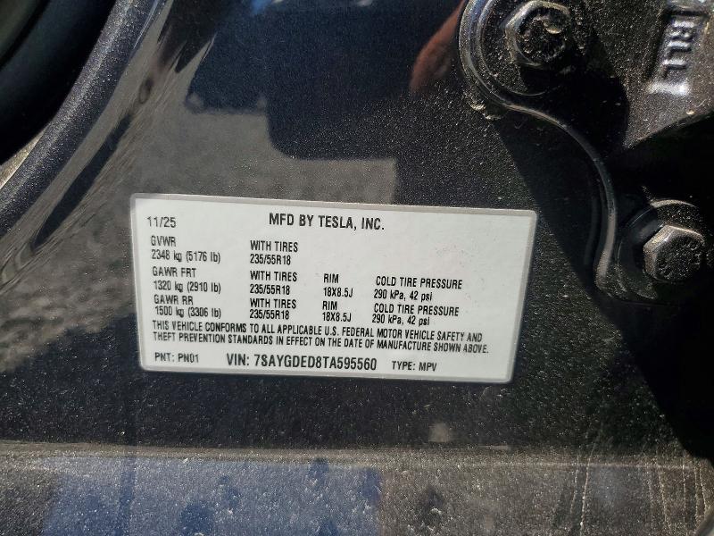 Aukcja sprzedaży 2026 Tesla Model Y, vin: 7SAYGDED8TA595560, numer aukcji: 85619035