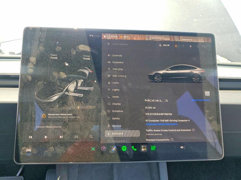 Aukcja sprzedaży 2024 Tesla Model 3, vin: 5YJ3E1EA1RF798769, numer aukcji: 59687076