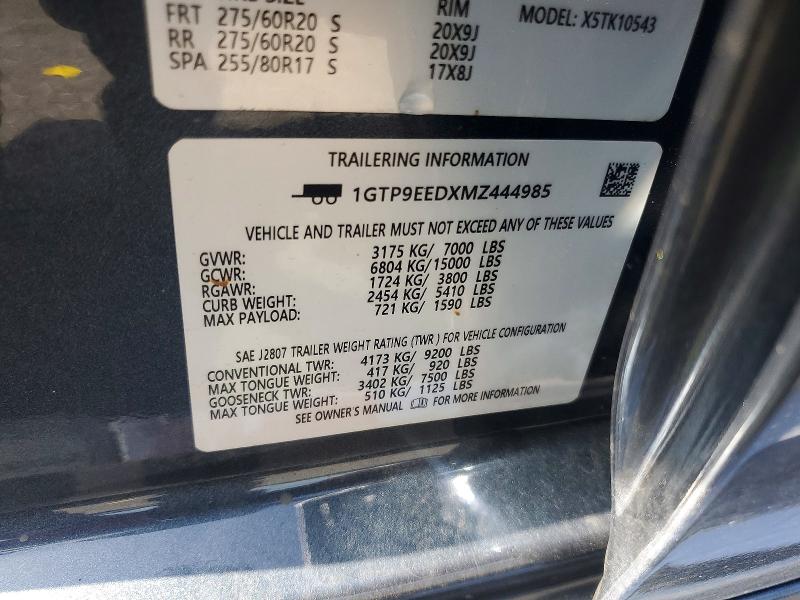 Aukcja sprzedaży 2021 Gmc Sierra, vin: 1GTP9EEDXMZ444985, numer aukcji: 61579096