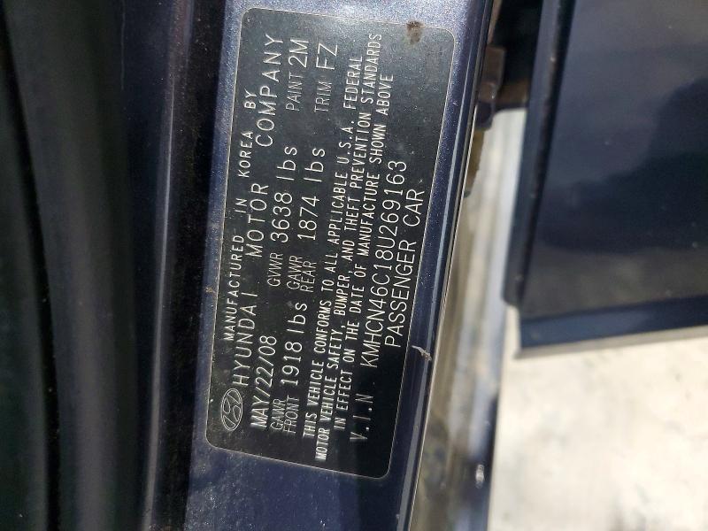 63319166 :رقم المزاد ، KMHCN46C18U269163 vin ، 2008 Hyundai Accent مزاد بيع