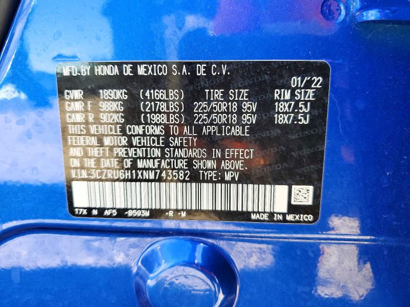 Продажа на аукционе авто 2022 Honda Hr-v, vin: 3CZRU6H1XNM743582, номер лота: 60062016