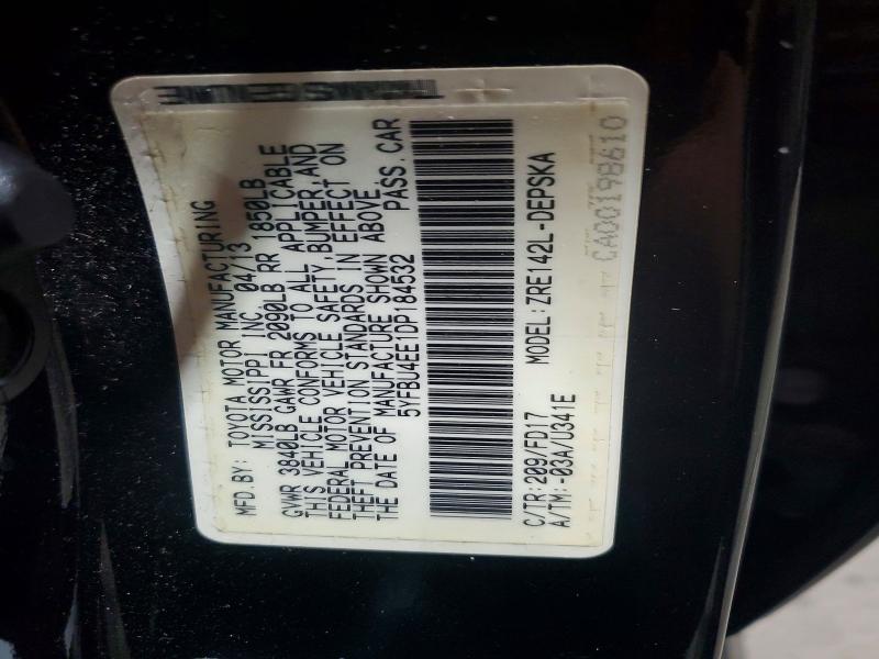 Продаж на аукціоні авто 2013 Toyota Corolla, vin: 5YFBU4EE1DP184532, номер лоту: 59678176