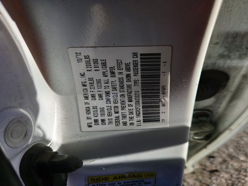 62041466 :رقم المزاد ، 1HGCR2F33DA030210 vin ، 2013 Honda Accord مزاد بيع