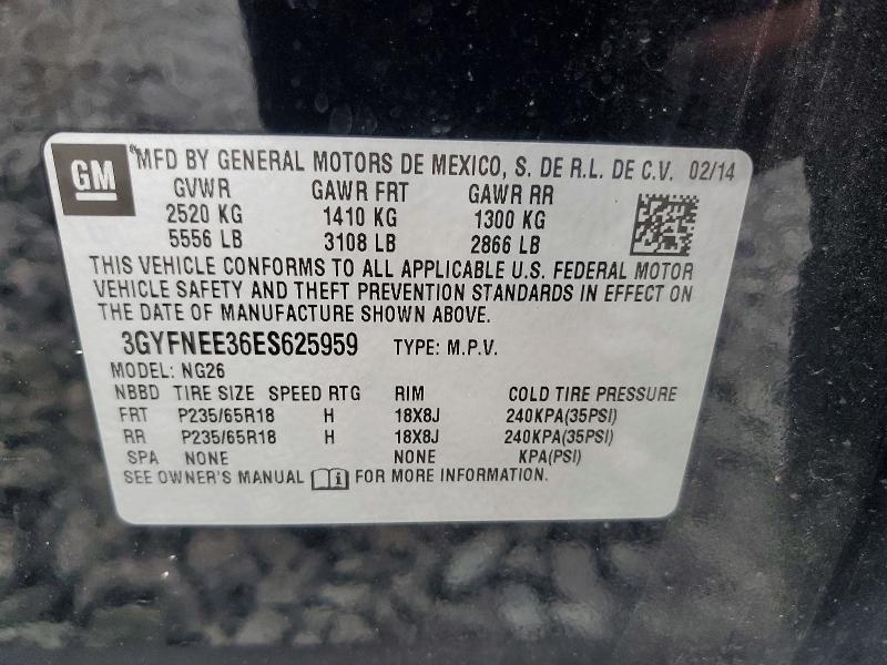 Auction sale of the 2014 Cadillac Srx, vin: 3GYFNEE36ES625959, lot number: 62498526