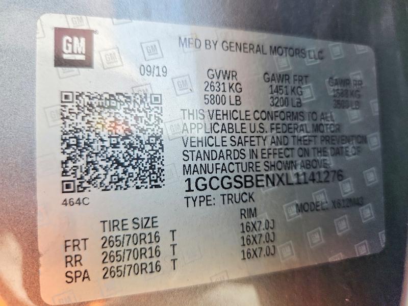 Продаж на аукціоні авто 2020 Chevrolet Colorado, vin: 1GCGSBENXL1141276, номер лоту: 61408096