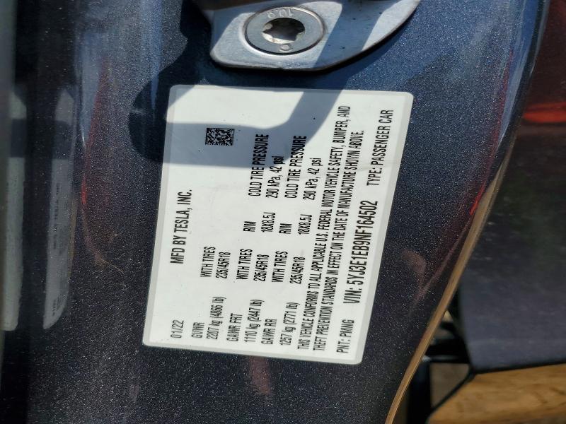 Aukcja sprzedaży 2022 Tesla Model 3, vin: 5YJ3E1EB9NF164502, numer aukcji: 59700256