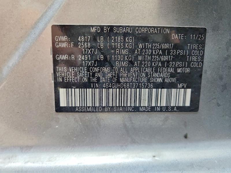 2026 Subaru Crosstrek მანქანა იყიდება აუქციონზე, vin: 4S4GUHD68T3715736, აუქციონის ნომერი: 62725606