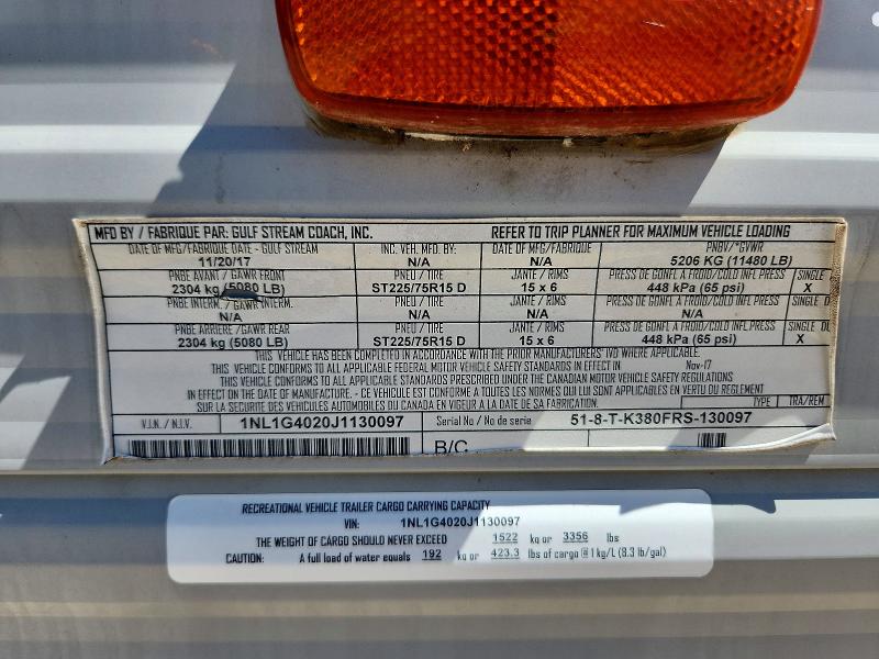 Продажа на аукционе авто 2018 Gulf Stream Kingsport, vin: 1NL1G4020J1130097, номер лота: 61406516