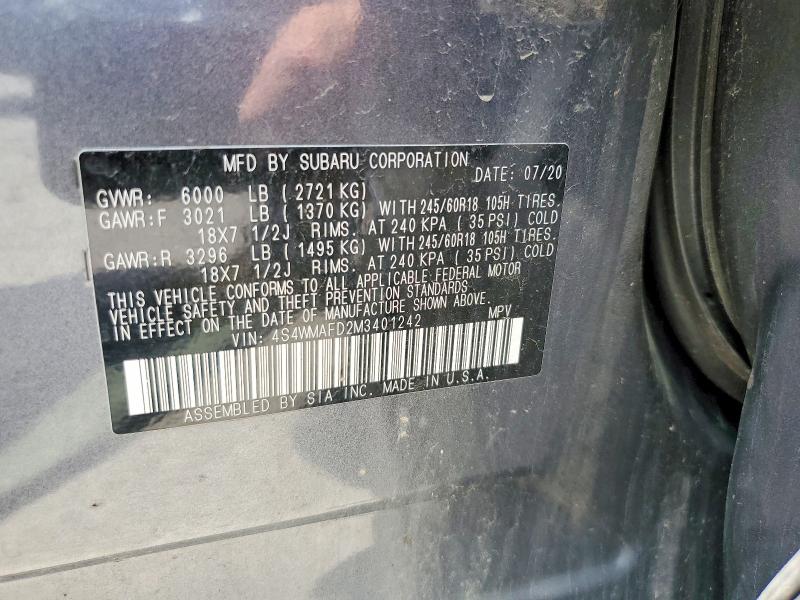 Продаж на аукціоні авто 2021 Subaru Ascent, vin: 4S4WMAFD2M3401242, номер лоту: 59862566