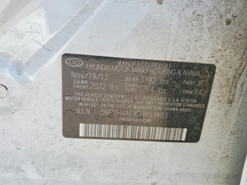 Продажа на аукционе авто 2013 Hyundai Elantra, vin: 5NPDH4AEXDH453403, номер лота: 61768646