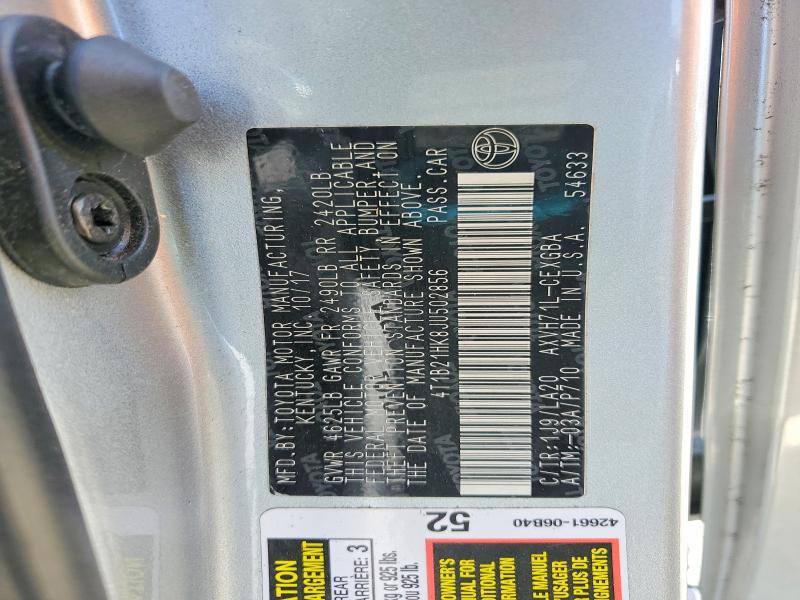 2018 Toyota Camry Hybrid მანქანა იყიდება აუქციონზე, vin: 4T1B21HK8JU502856, აუქციონის ნომერი: 62291616