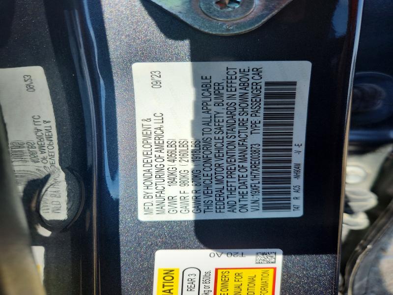 2024 Honda Civic მანქანა იყიდება აუქციონზე, vin: 19XFL1H7XRE003873, აუქციონის ნომერი: 60020206