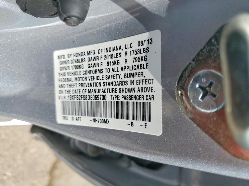 61155166 :رقم المزاد ، 19XFB2F58DE069700 vin ، 2013 Honda Civic مزاد بيع