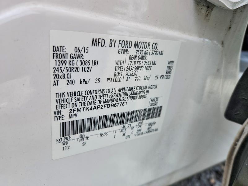 Продажа на аукционе авто 2015 Ford Edge, vin: 2FMTK4AP2FBB67781, номер лота: 85994085
