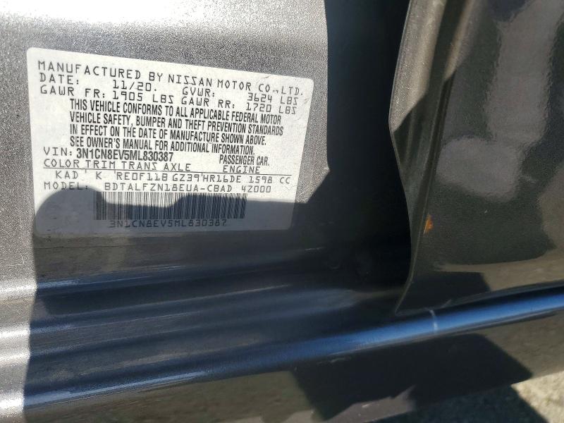 62968706 :رقم المزاد ، 3N1CN8EV5ML830387 vin ، 2021 Nissan Versa مزاد بيع
