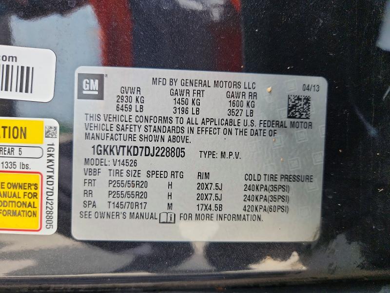 Aukcja sprzedaży 2013 Gmc Acadia, vin: 1GKKVTKD7DJ228805, numer aukcji: 61036276
