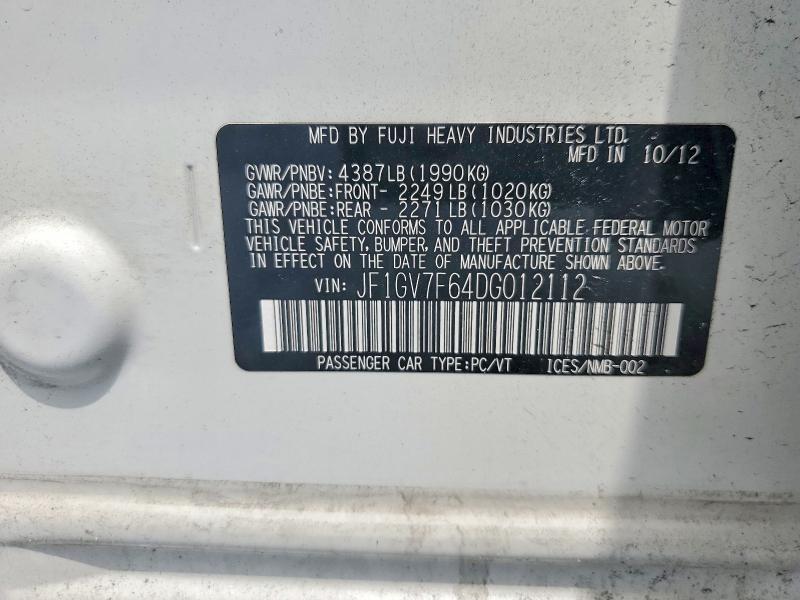 Aukcja sprzedaży 2013 Subaru Impreza, vin: JF1GV7F64DG012112, numer aukcji: 61935116