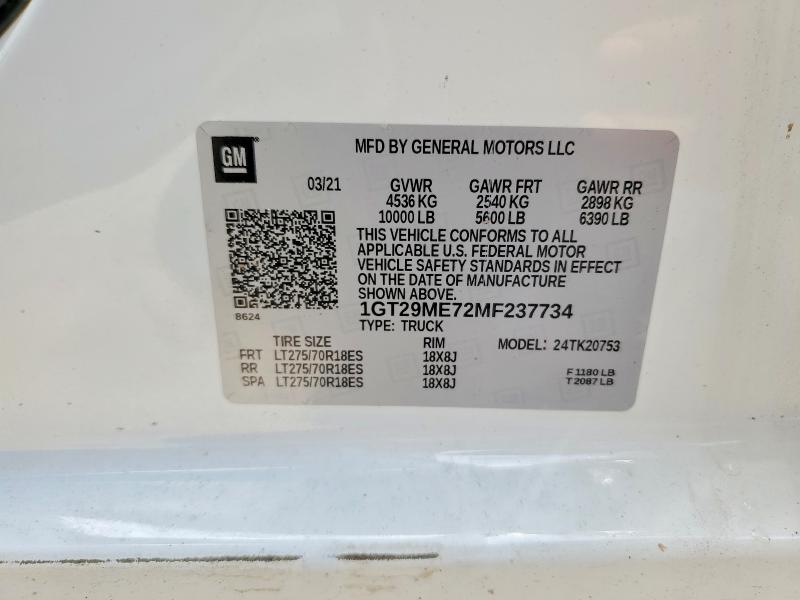 Продаж на аукціоні авто 2021 Gmc Sierra, vin: 1GT29ME72MF237734, номер лоту: 59986266