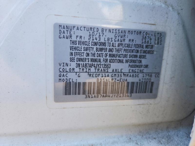 2018 Nissan Sentra მანქანა იყიდება აუქციონზე, vin: 3N1AB7AP4JY213563, აუქციონის ნომერი: 60607486