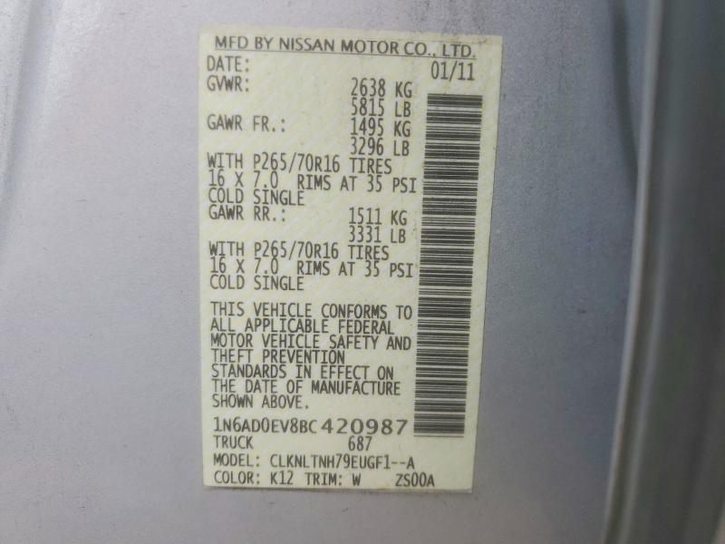 Aukcja sprzedaży 2011 Nissan Frontier, vin: 1N6AD0EV8BC420987, numer aukcji: 60500546