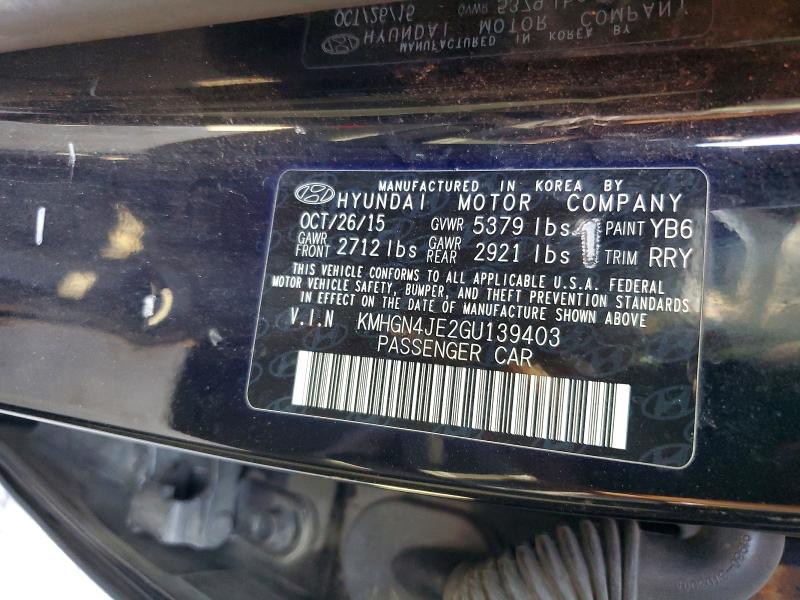 Продаж на аукціоні авто 2016 Hyundai Genesis, vin: KMHGN4JE2GU139403, номер лоту: 61435406