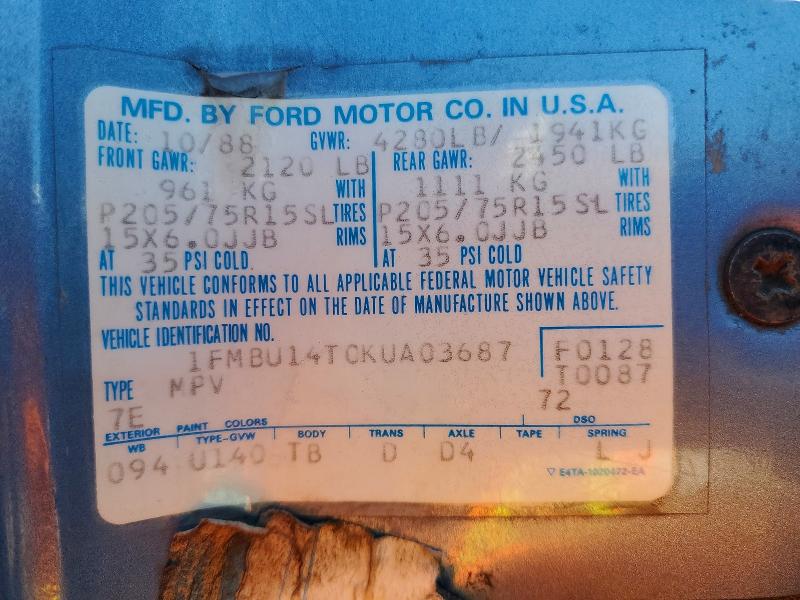 60515846 :رقم المزاد ، 1FMBU14T0KUA03687 vin ، 1989 Ford Bronco Ii مزاد بيع