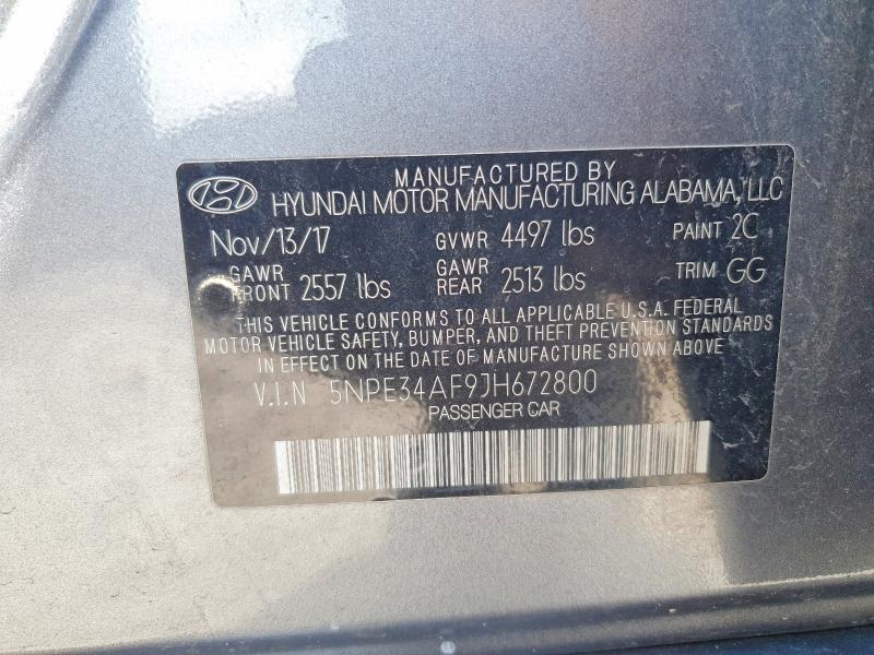 2018 Hyundai Sonata მანქანა იყიდება აუქციონზე, vin: 5NPE34AF9JH672800, აუქციონის ნომერი: 61748386