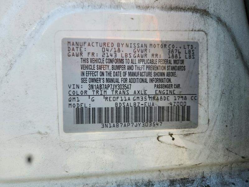 60205476 :رقم المزاد ، 3N1AB7AP7JY303547 vin ، 2018 Nissan Sentra مزاد بيع