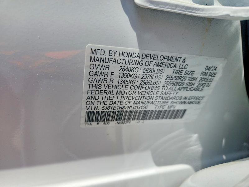 60641916 :رقم المزاد ، 5J8YE1H87RL033126 vin ، 2024 Acura Mdx مزاد بيع