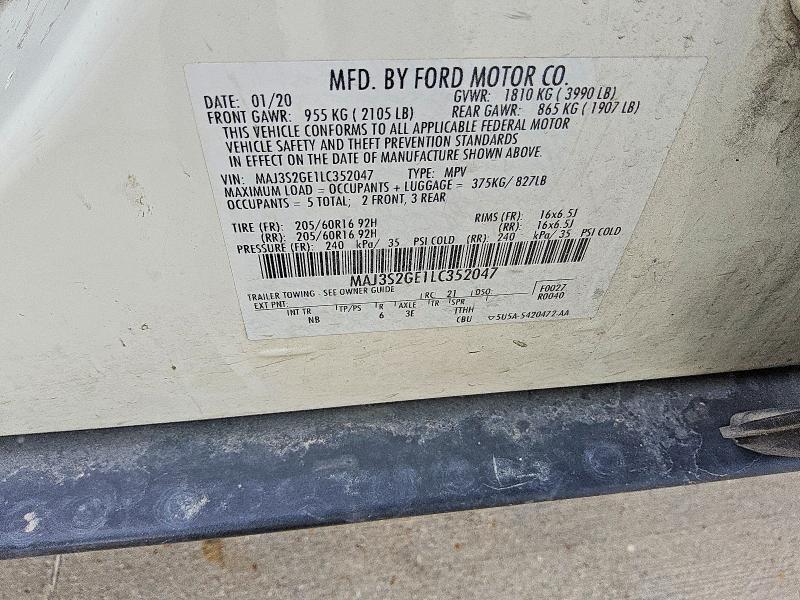 2020 Ford Ecosport მანქანა იყიდება აუქციონზე, vin: MAJ3S2GE1LC352047, აუქციონის ნომერი: 60679236