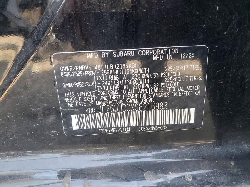 60695096 :رقم المزاد ، JF2GUHDCXS8216983 vin ، 2025 Subaru Crosstrek مزاد بيع